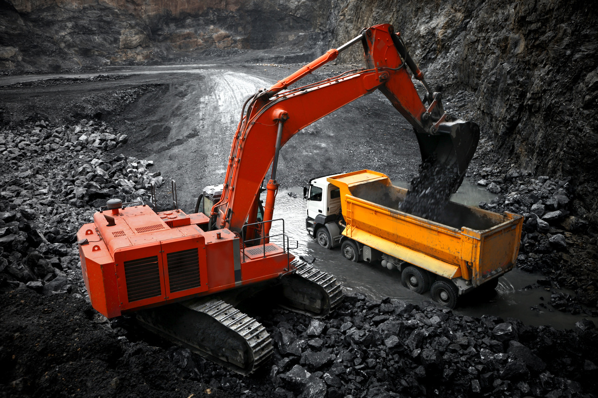 Mining equipment operating on site